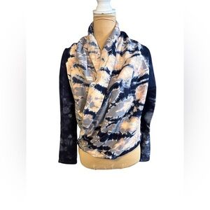 Young Fabulous & Broke Tie-Dye Fleece Cowl Neck Sweater - Navy and Pink